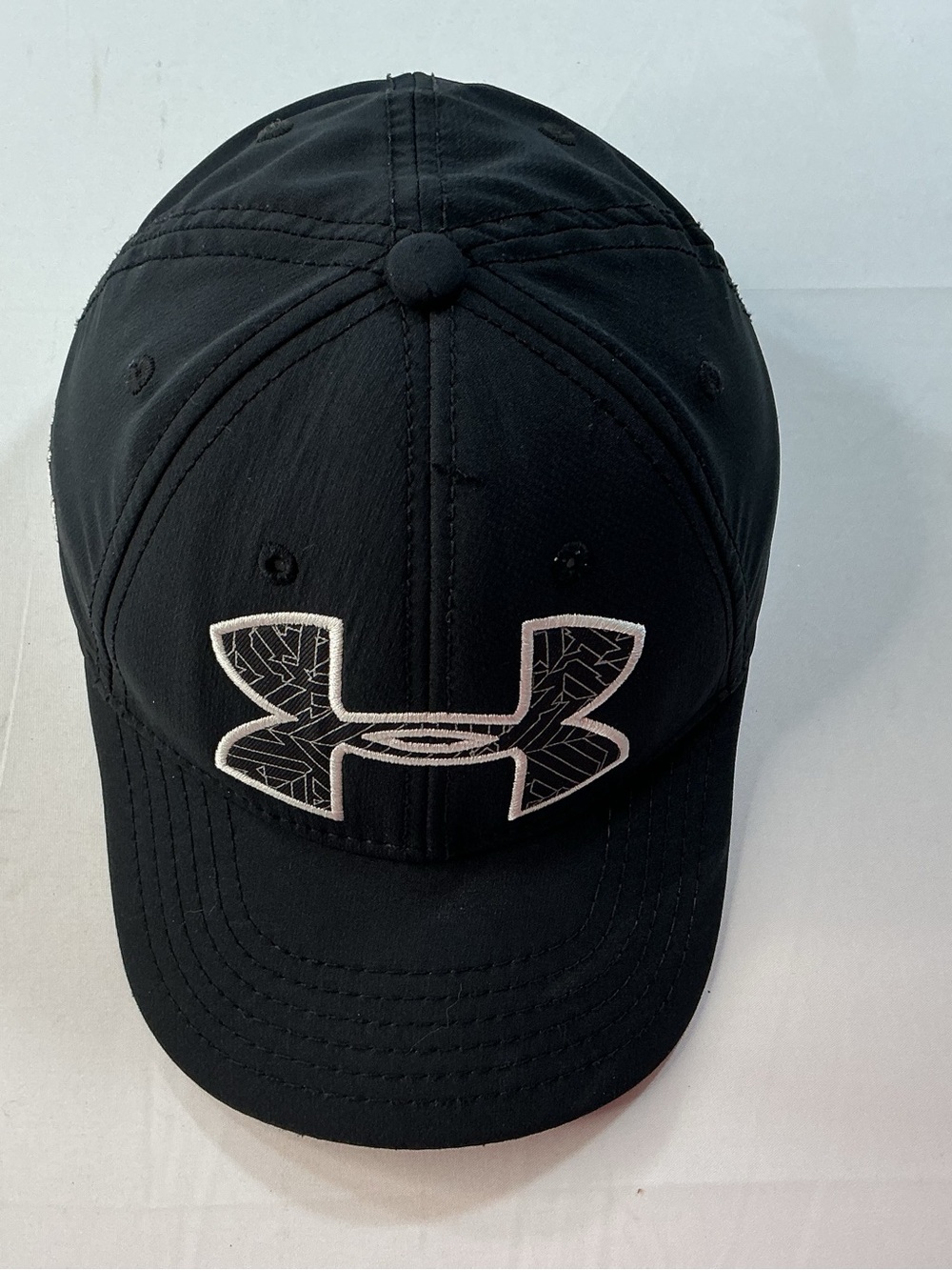 Under Armour Black Cap with Patterned White-Outline Logo
